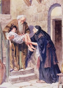 „Nézd”, mondta Illés, „él a fiad”, illusztráció a „Biblián keresztül”, megjelent, 1928 alkotó: Charles Edmund Brock